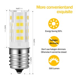 Yucclim Freezer LED Light Bulb 5304522314-4W 40Watt Equivalent, for Refrigerator,Microwave,Range Vent Hood, E17 Intermediate Base,Replacement 5304517886, KEI D28A,KEL 2816X (White 6000K)