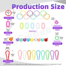 Swpeet 140Pcs Mixed Colors DIY Jewelry Accessories Assortment Kit, Including Spring Snap Hook, Binder Ring, Alphabet Cube Bead, Linking Ring, Jingle Bell and Open Jump Rings for DIY Jewelry Making