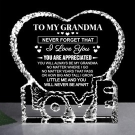ZHSHWAT Grandma Gifts for Christmas, Grandma Birthday Gifts from Grandchildren, Granddaughter, Grandson,Love Shape Crystal Decor for Mothers Day Anniversary Wedding Birthday Gifts
