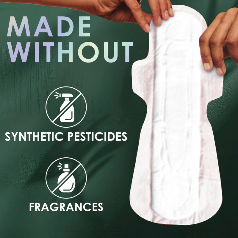 L. Extra Long Maxi Pads for Women, Overnight Absorbency, Organic