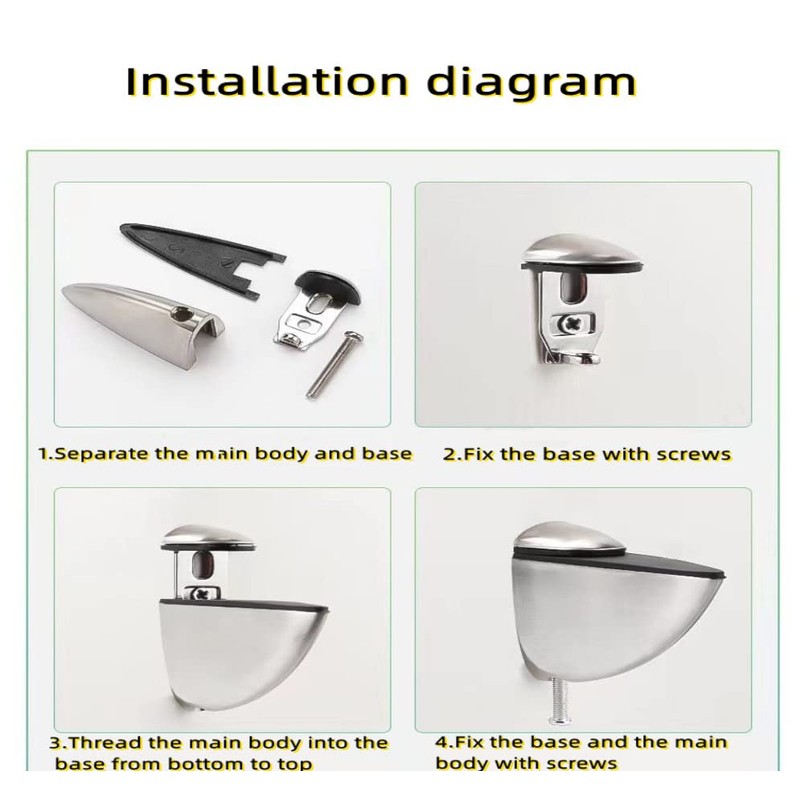6 Pcs Glass Shelf Brackets Adjustable Glass Shelf Bracket Polished