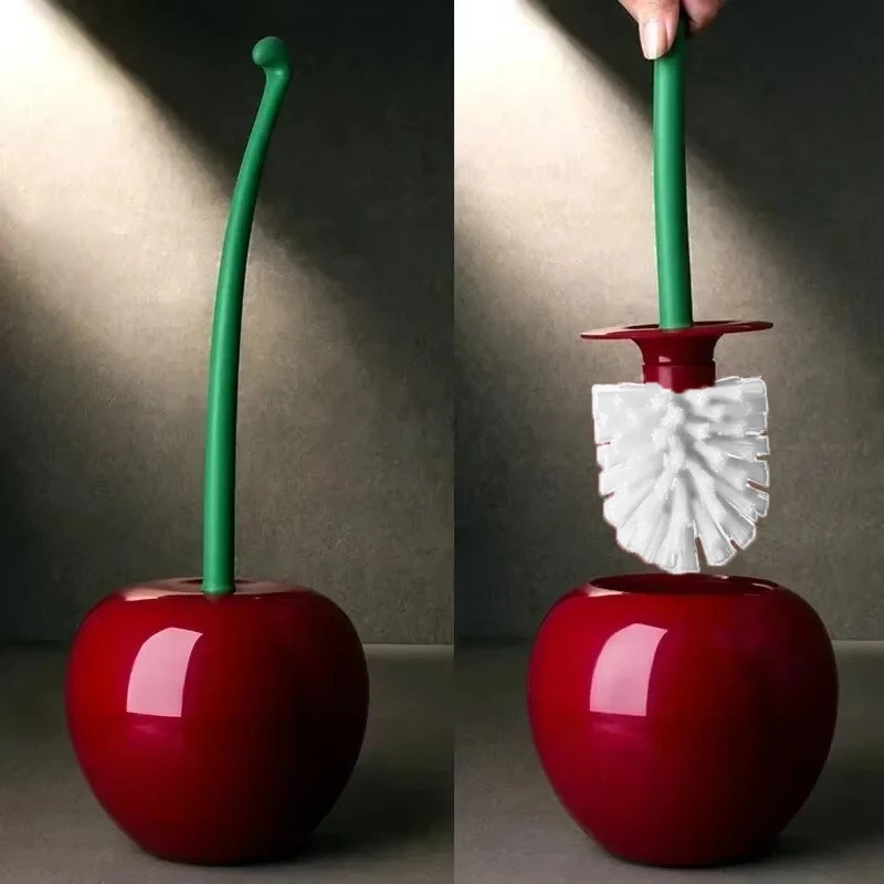 2 Pack Cherry Shaped Toilet Brush and Holder Sets, Novelty