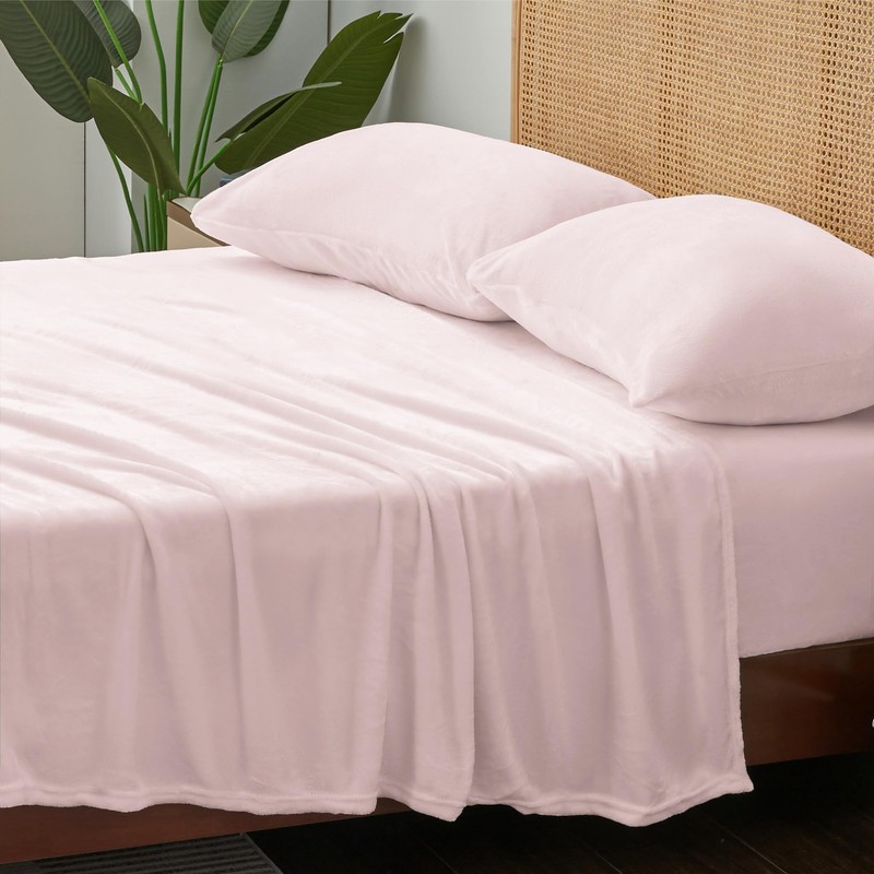 BEDELITE Flannel Sheets Full Size Pink - Super Soft Fleece