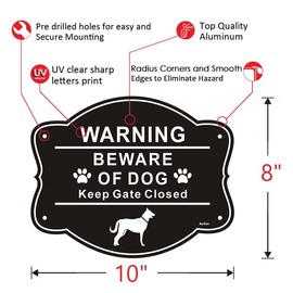 Beware of Dog Sign for Fence,10x8 Inch Rust Free .040 Aluminum Metal Yard Sign, Fade Resistant, UV Protected, Weatherproof Warning Dog Sings for Door or Gate
