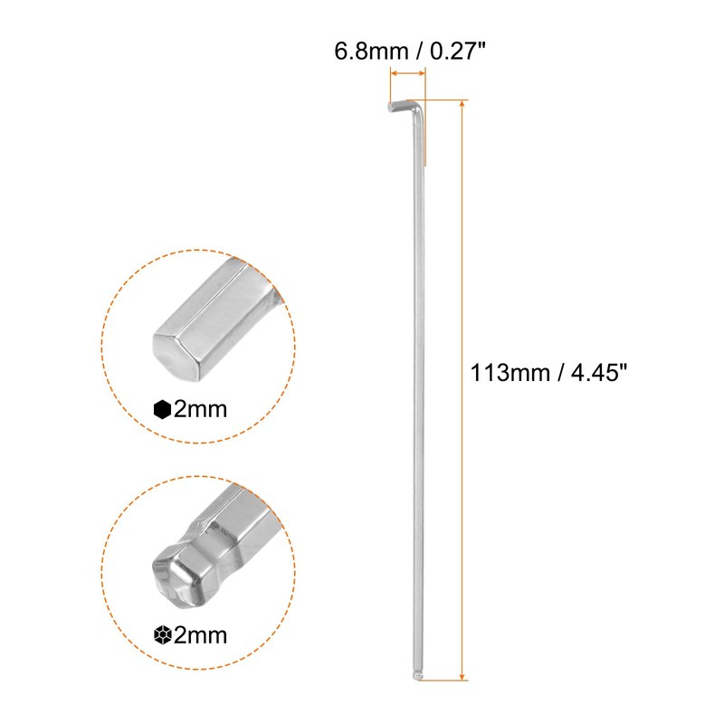 sourcing map 2pcs Hex Key Wrench 2mm S2 Steel L-Shape