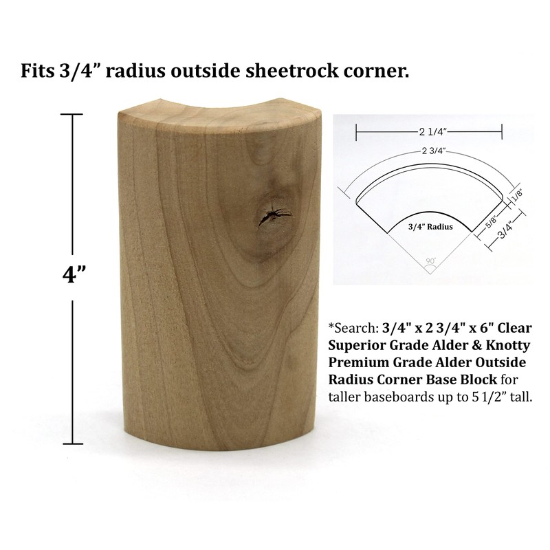 3/4" x 2 1/4" x 4" Clear Superior Grade Alder