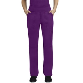 Healing Hands Womens Scrubs Pants 5 Pocket Purple Label 9133 Cargo Tori Women Yoga Pant Lightweight Soft Fabric, Eggplant MP