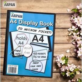 A4 Presentation Display Book with 24 Pockets 48 Views - Folder Folio for Reports, Documents, Music Sheets, Artwork, School Projects, Clippings - by Arpan (2)