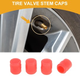 Partuto 4 Pcs Cattle Pattern Tire Valve Stem Caps for Car Truck Motorbike Bicycle Tyre Valve Dust Covers Decorative Polystyrene Red 8x17mm