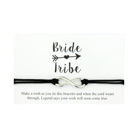 Lucor Bride Tribe Gift,Team Bride,Hen Party Favours,Bride Tribe Infinity Wish Bracelet(Black)