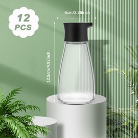 Yinder 12 Pcs Soy Sauce Dispenser Leakproof Cruet Dispenser Set Small Glass Soy Sauce Bottles Container Oil Dispensing Bottles Seasoning Bottle Vinegar Cruet with Lid for Kitchen Cooking BBQ, Black