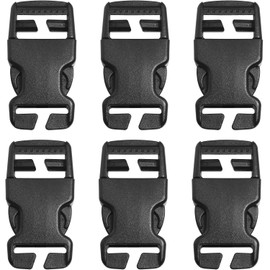 LUORNG No Sewing Required Buckle 6PCS 25mm Multi-Size Black Plastic Non-Slip Quick Release Buckles Repair Kit for Backpack Bag, Adjustable Release Buckles