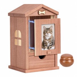 Cat Urn for Ashes with House-Shaped Design & Magnetic Photo Frame