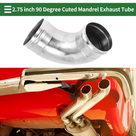 Motoforti 90 Degree Mandrel Exhaust Tube with Bead Roll DIY Custom 2.75" OD 3.94" Length T304 Stainless Steel Silver Tone