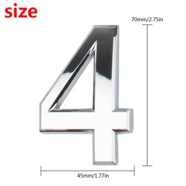 Andux MPH-01 Number Number Address Number Tag Waterproof Door Number Set of 3 7cm (Number 4)