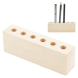 OLYCRAFT 6 Holes Wooden Desk Pen Holder Wooden Desk Pen Holder Pen Holder Pen Holder for Office Pen Holder Round Hole Pen Holder for Fountain Pen Storage Fountain Pen Collection Decoration Office