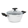 Flonal ONICE White Ceramic Non-Stick Deep Stew Pot with Glass