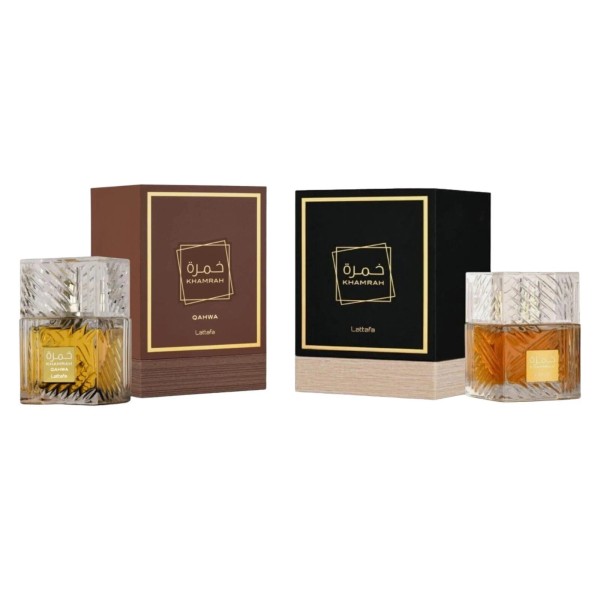 Lattafa (Bundle Pack) Khamrah + Khamrah Qahwa 3.4oz Perfume EDP