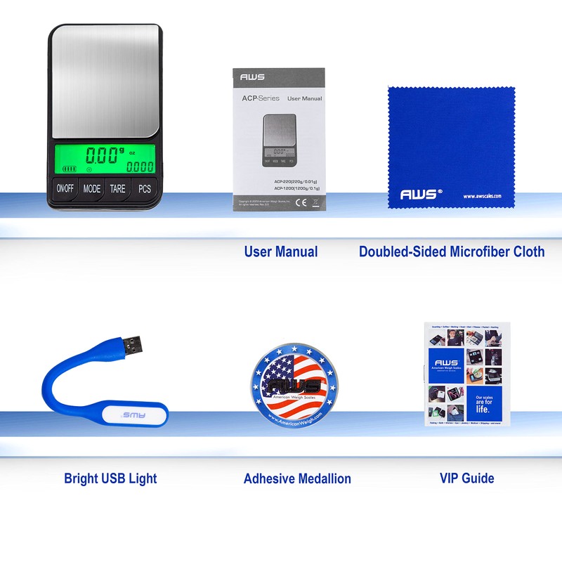 American Weigh Scales Digital Pocket Scale AC Series 1200g x