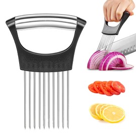 Stainless Steel Onion Cutter Holder Food Slice Assistant Vegetable Potato Cutter Slicer for Meat Onions Potatoes Tomatoes
