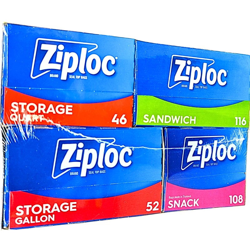 Ziploc Seal Top Bags Variety Pack Gallon Quart Sandwich Snack