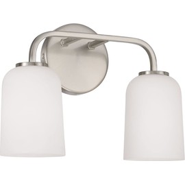 HomePlace Lighting 148821BN-542 Lawson Transitional Soft White Glass Bell Vanity Light for Bathroom, 2-Light 200 Total Watts, 10" H x 14" W, Brushed/Satin Nickel