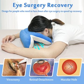 Mybow Face Down Pillow After Eye Surgery Prone Vitrectomy Retina Recovery Equipment Donut Face Pillow Massage Head Cradle Facedown Desk Pillow for Napping Piercing Cushion (Blue)