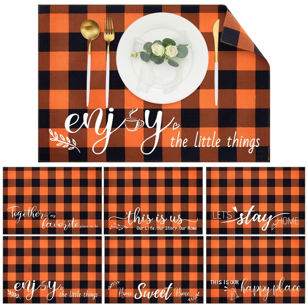 Hahafelt Placemats Set of 6 Linen Placemats 18x12'' Rustic Table