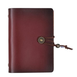 wooztoo, A7 Size, Burgundy 80 Pcs Personal Organizer, Genuine Leather Notepad, Solid Color, 6 Hole Ring with Refill, Fastening Strap, Slim, Interchangeable