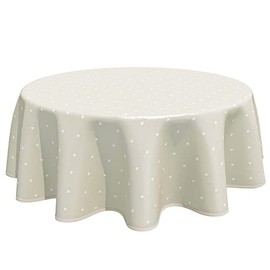 Home Direct Round Oilcloth PVC Wipe Clean Tablecloth Table Cover 140cm 55" Stars Beige
