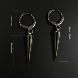 DAMLENG Lightweight Unique Black Punk Long Tassel Chain Ear Cuff Earrings 316L Stainless Steel Vintage Barrel Nails Crawler Climer Dangle Drop Earrings for Men Women Unisex (Black Hoop Earring)