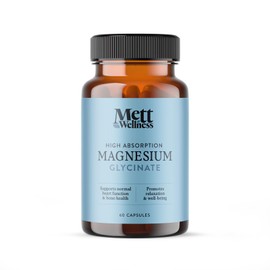 Mett Wellness Magnesium Glycinate | 60 Capsules | Supports Relaxation, Muscle & Nerve Function | Bone, Heart & Digestive Wellness