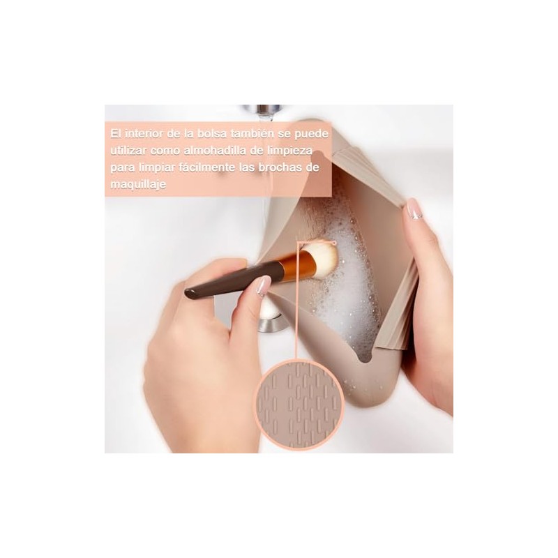 Estuche para Brochas de Maquillaje de Silicona, con Cierre magnético