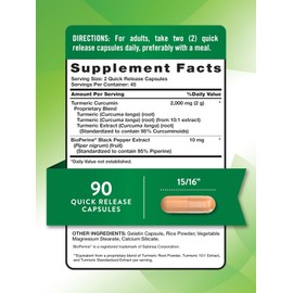 Nature's Truth Turmeric Curcumin with Black Pepper Herbal Supplement 90 Count