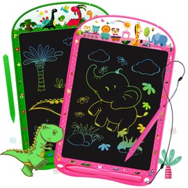 2 Pack LCD Writing Tablet for Kids,10 inch Colorful Doodle Board Drawing Pad for Kids Sensory Toys Educational Erasable Sketch Pad Toys for 3-8 Year Old Girls Boys Learning Pink+Green
