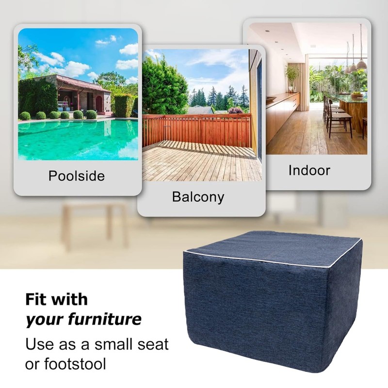 20x14 In Outdoor Square Ottoman – Lightweight Patio Ottoman Footrest