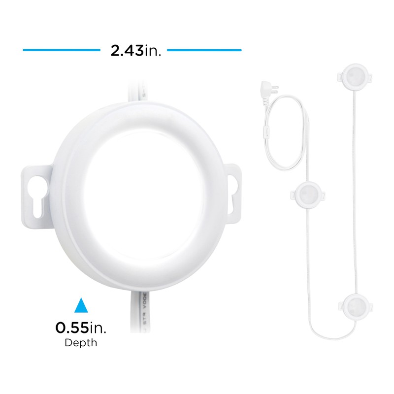 Enbrighten Linkable Plug-in Puck Lights, 3 Pucks, Under Cabinet Lighting