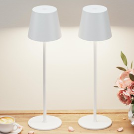 Kakanuo Cordless Table Lamp Rechargeable White - KK 2 Pack 5000mAH Battery Operated Lamp for Table, 3 Color Stepless Dimming Wireless Lamp for Kitchen Counter, Outdoor Patio, Touch Control