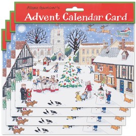 Alison Gardiner Pack of 4 Traditional Advent Calendar Cards -Christmas in the Village