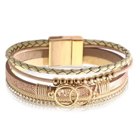 Stocking Stuffers Holiday Outfits for Women 2024 Leather Bracelets for Women Multilayer Boho Bracelets Stackable Leather Bracelet Black Cuff Bangle Bracelet Boho Jewelry for Women Men