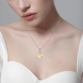 TIMFROZ Father Daughter Necklace 925 Sterling Silver Love Heart November Birthstone Citrine Color Necklace I Love You Forever Necklace Jewelry Anniversary to My Daughter from Dad for Father's Day