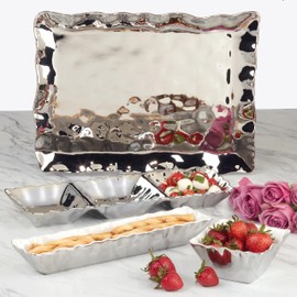 Certified International Silver Coast Chip & Dip Server 12" x 2.5", Multicolor