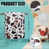 2 Pcs Western Cowboy Laundry Basket Cow Print Foldable Waterproof