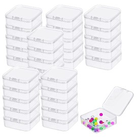 YBVABE 24Pack Plastic Beads Storage Containers Compact 4.5x4.5x2cm - Versatile Organizer for Jewelry, Hardware, Beads, Earplugs - Durable, Hinged Lid, Transparent Design