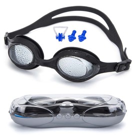 Dreamslink anteojos de natación para Hombres, Mujeres, Adultos, jóvenes, niños, antivaho, protección UV, a Prueba de Fugas, triatlón, anteojos de natación (Negro)