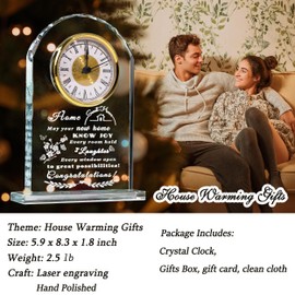 Qianwei House Warming Gifts New Home - Crystal Clock New Home Gifts for Home Decor with Led - Best Unique Housewarming Decor Gift Ideas for New House Homeowner Men Friend Family