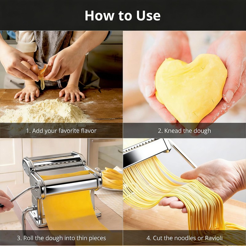 Pasta Maker, METLUCK Stainless Steel Pasta Machine Manual Roller Pasta