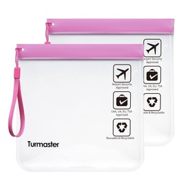 4 Packs Airport Approved Clear Toiletry Bag, Leak-Proof Airport Security Approved Liquid Bags 20 x 20 cm, Waterproof Travel Toiletry Bag for Liquids and Cosmetics, 2pc-pink