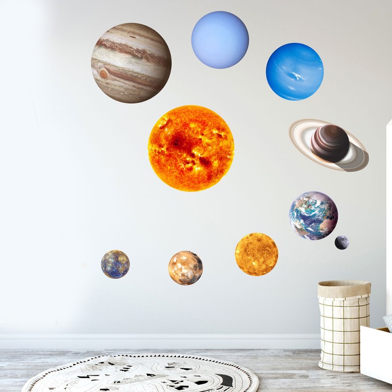 Luminous Solar System Themed Glowing Wall Sticker Home Decor for