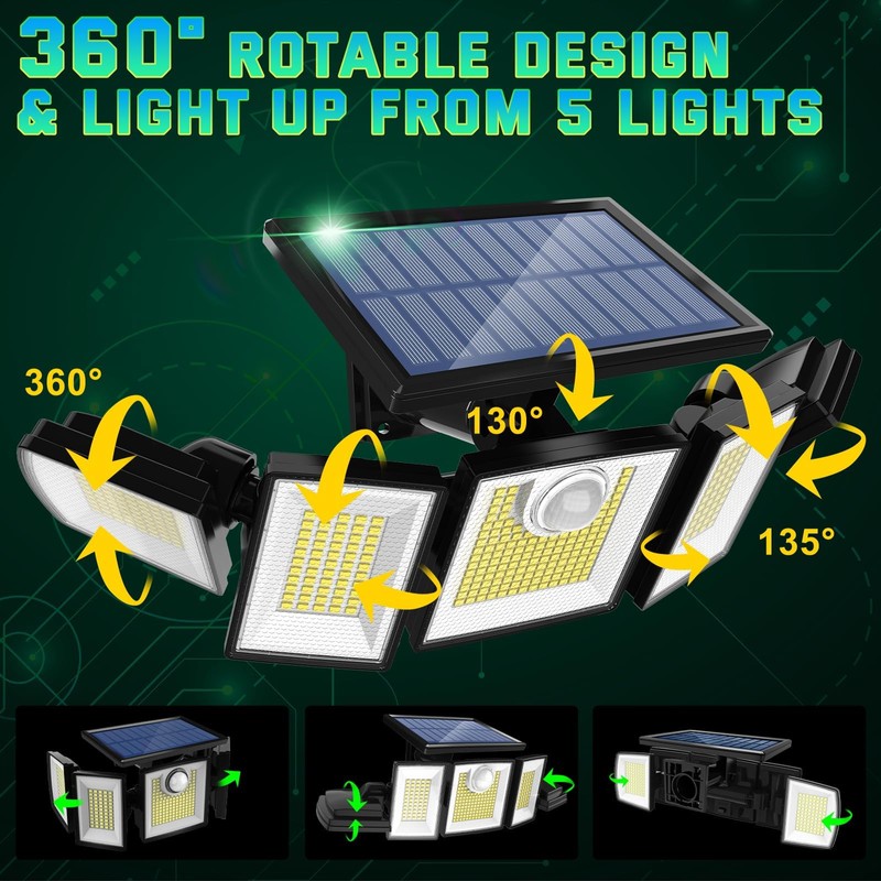 Solar Lights Outdoor Waterproof Motion Sensor - 416 LEDs 3000